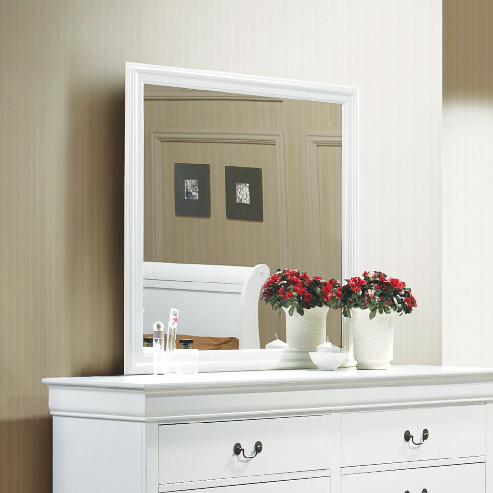 Louis Philippe Beveled Edge Square Mirror White - What A Room