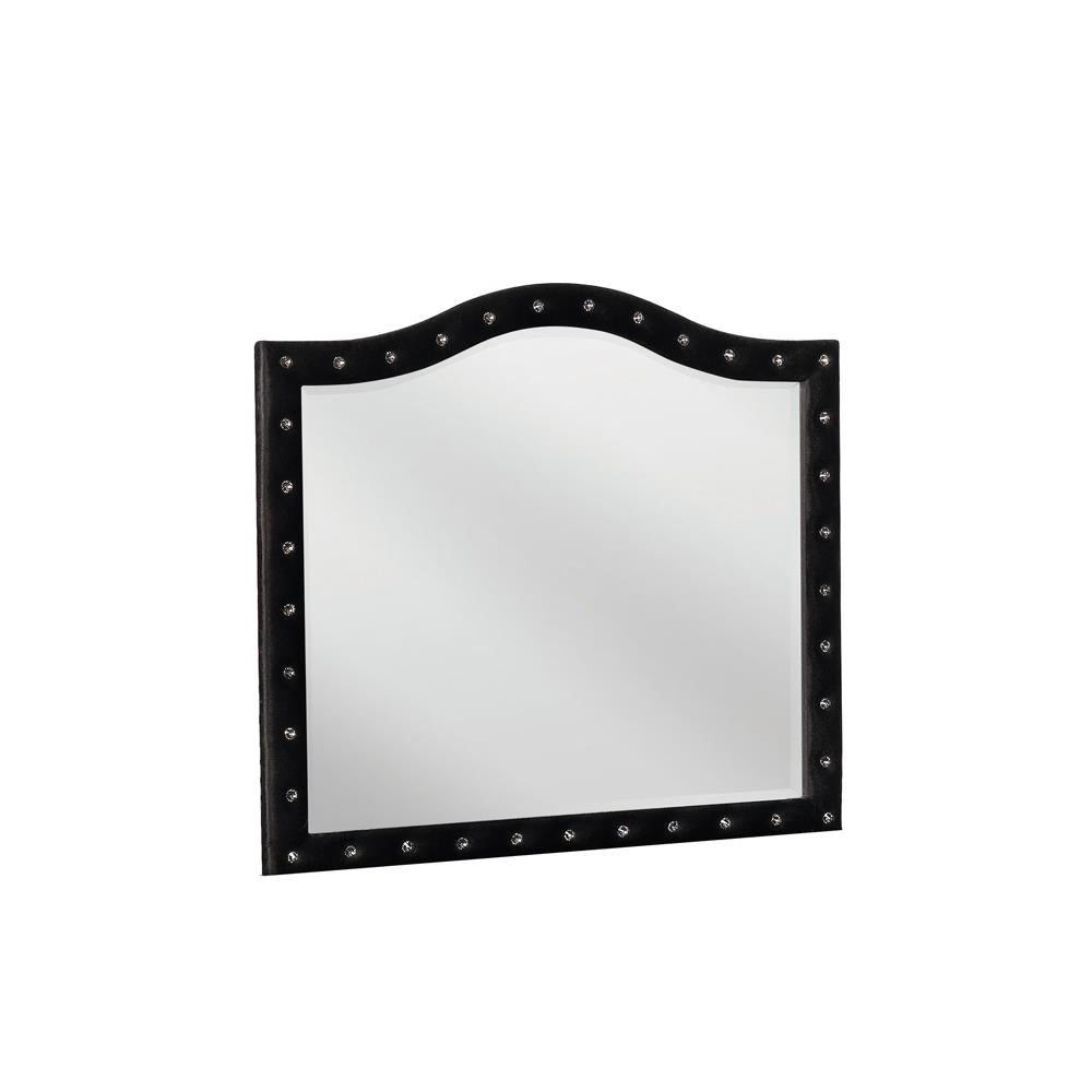 Deanna Button Tufted Mirror Black - What A Room