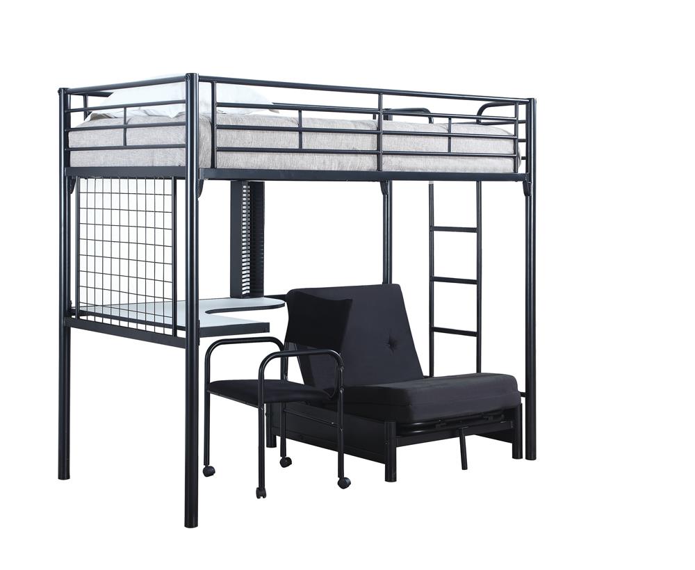 Jenner Futon Workstation Loft Bed Black - What A Room