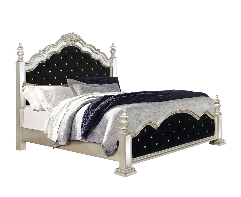 Heidi Upholstered Poster Bed Metallic Platinum - What A Room