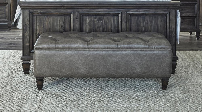 Avenue Upholstered Tufted Bench Weathered Burnished Brown - What A Room