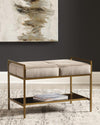 Upholstered Stool Warm Grey and Gold - What A Room