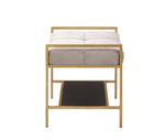 Upholstered Stool Warm Grey and Gold - What A Room