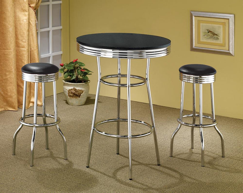 Upholstered Top Bar Stools Black and Chrome (Set of 2) - What A Room