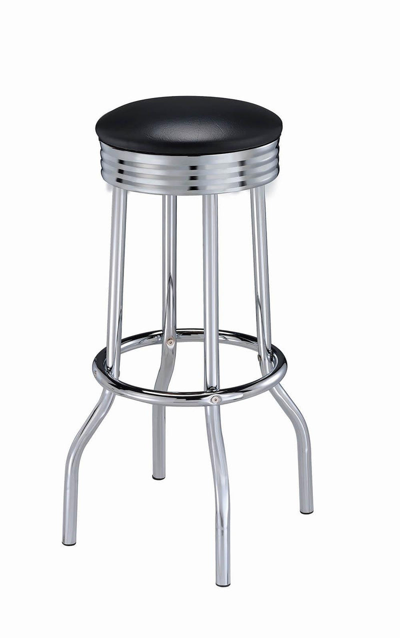 Upholstered Top Bar Stools Black and Chrome (Set of 2) - What A Room