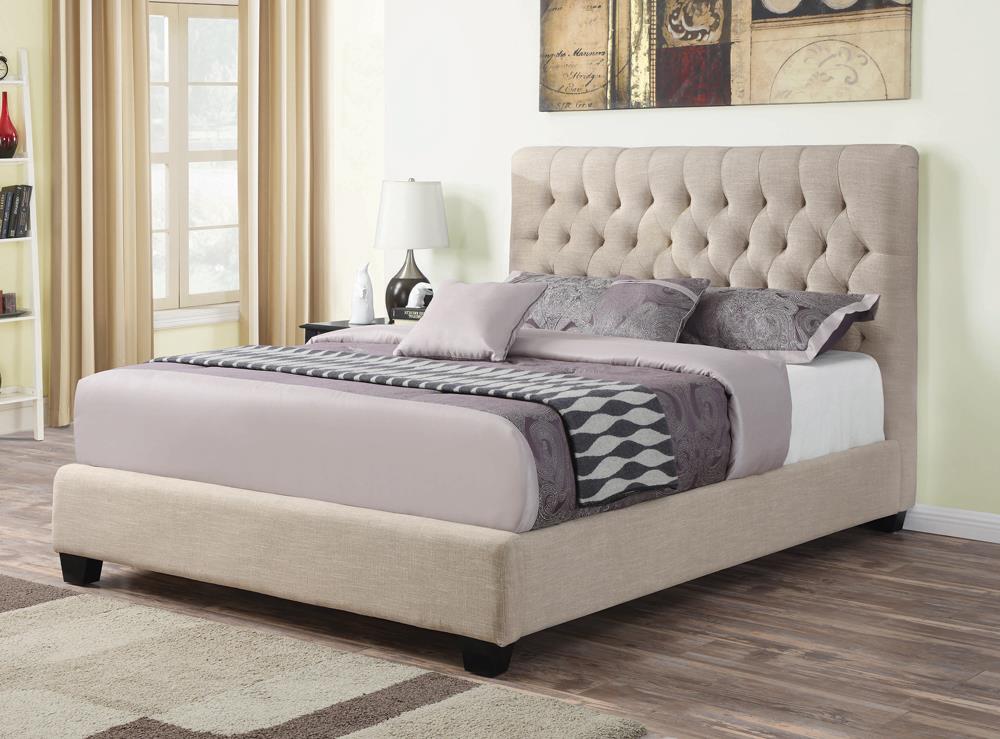 Chloe Tufted Upholstered Bed Oatmeal - What A Room