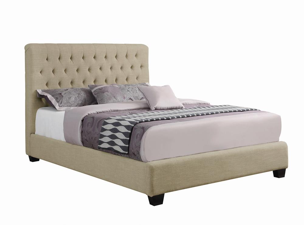 Chloe Tufted Upholstered Bed Oatmeal - What A Room