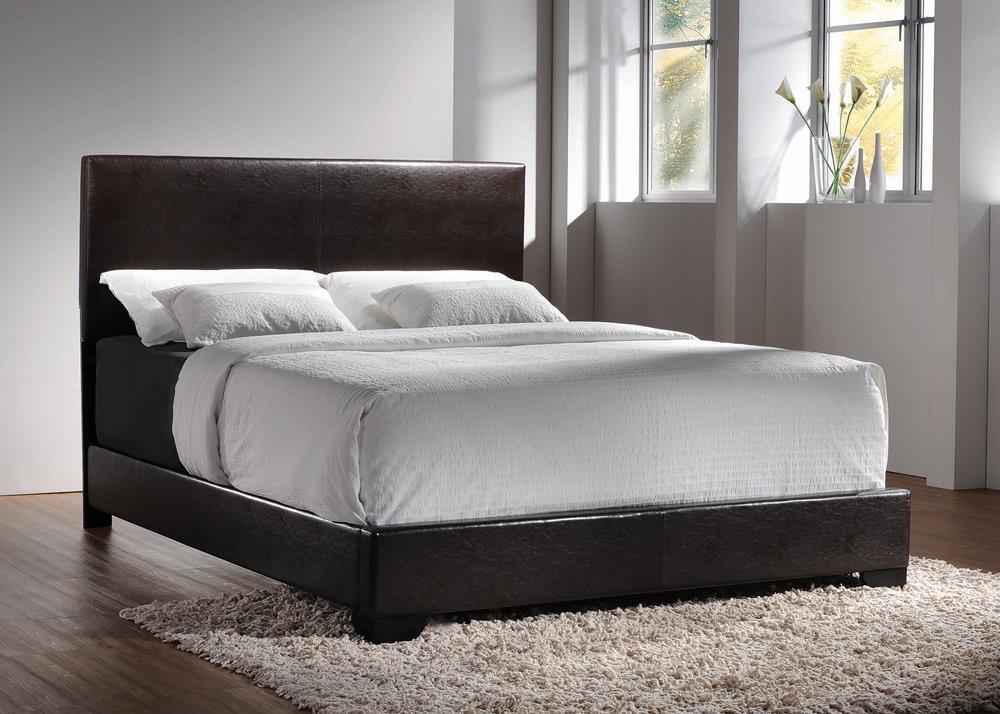 Conner Upholstered Panel Bed Black and Dark Brown - What A Room