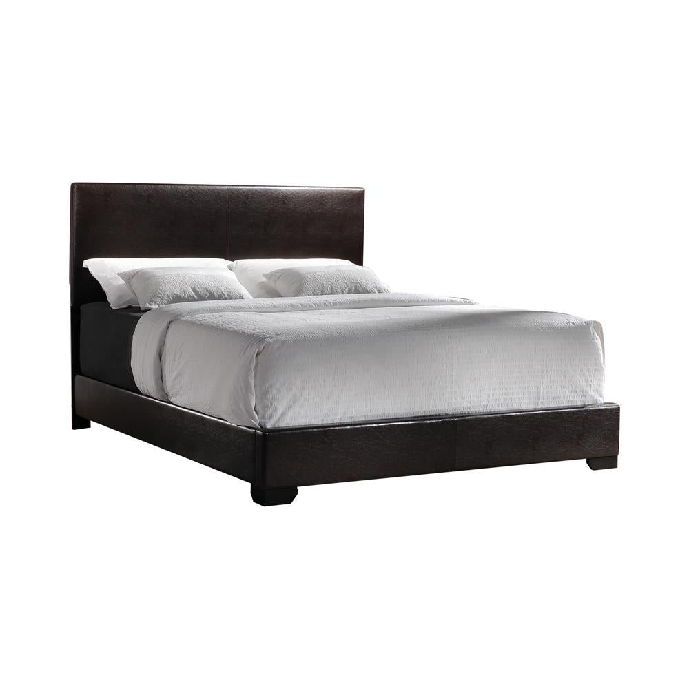 Conner Upholstered Panel Bed Black and Dark Brown - What A Room