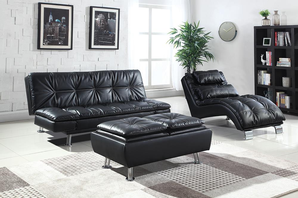 Dilleston Tufted Back Upholstered Sofa Bed Black - What A Room