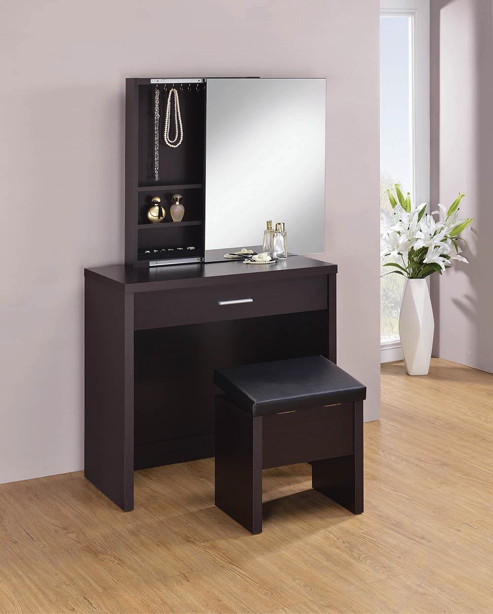 2-piece Vanity Set with Lift-Top Stool Cappuccino - What A Room