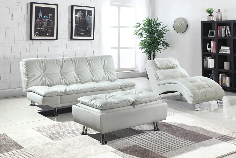 Dilleston Tufted Back Upholstered Sofa Bed White - What A Room