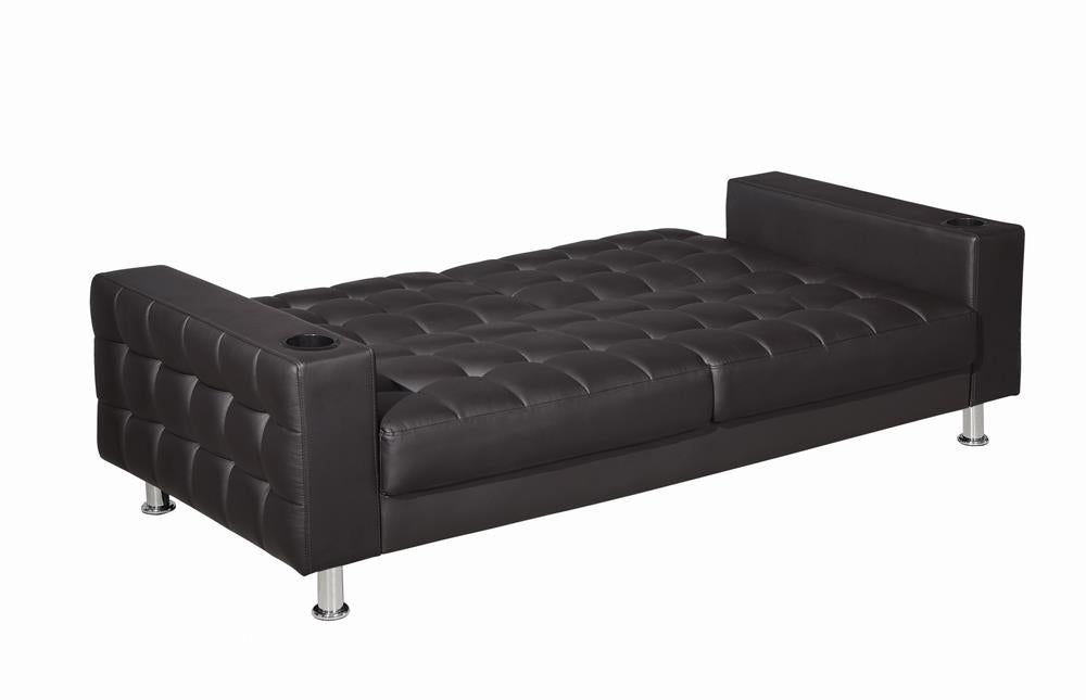 Pacheco Adjustable Sofa Bed with Cup Holders Dark Brown San Jose
