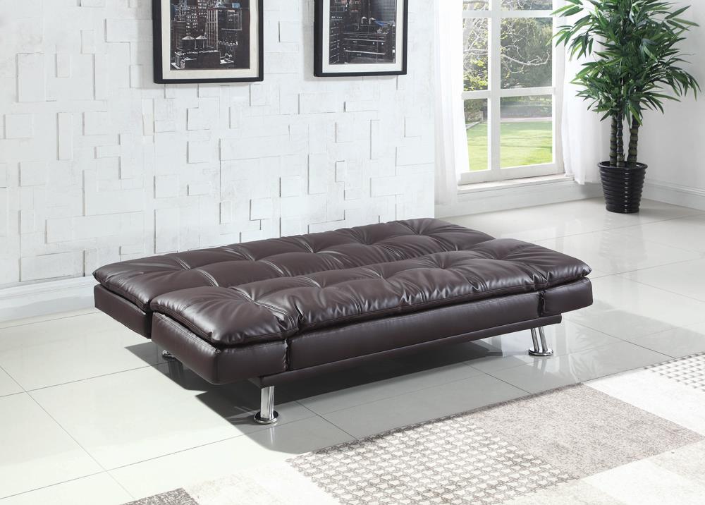 Dilleston Tufted Back Upholstered Sofa Bed Brown - What A Room
