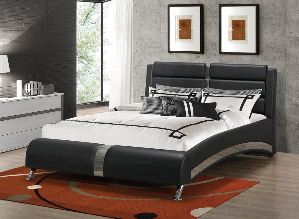 Jeremaine Upholstered Bed Black - What A Room