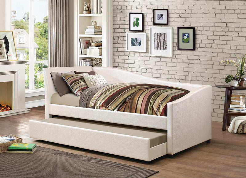 Upholstered Twin Daybed with Trundle Ivory - What A Room