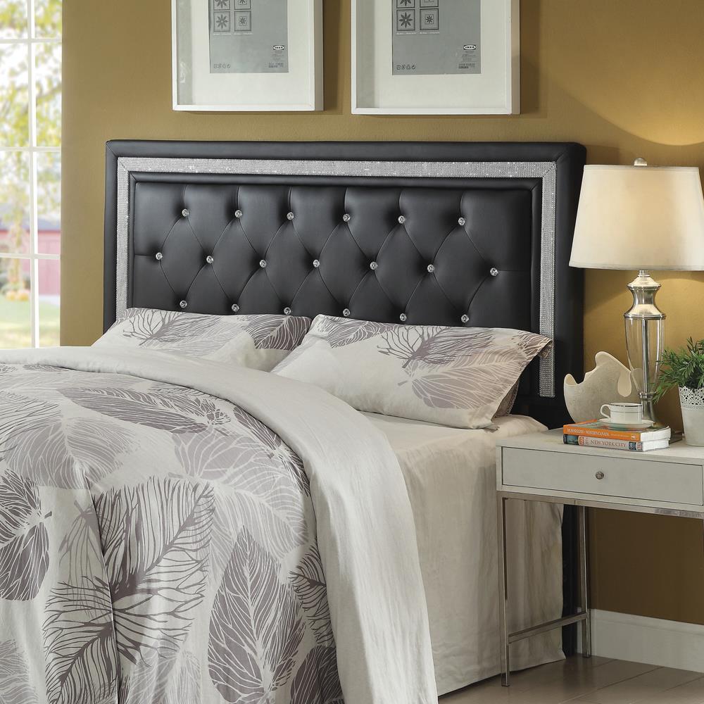 Andenne Eastern King/California King Tufted Upholstered Headboard Black - What A Room