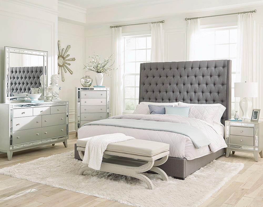Camille Button Tufted Bed Grey - What A Room