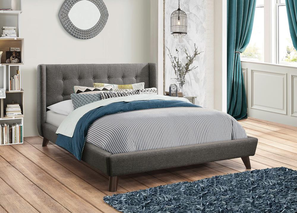 Carrington Button Tufted Bed Grey - What A Room