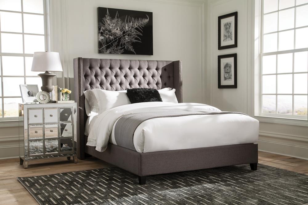 Bancroft Demi-wing Upholstered Bed Grey - What A Room