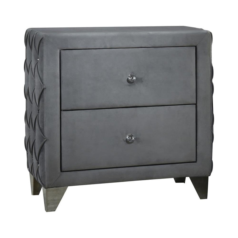 Sandboard 2-drawer Button Tufted Nightstand Grey - What A Room