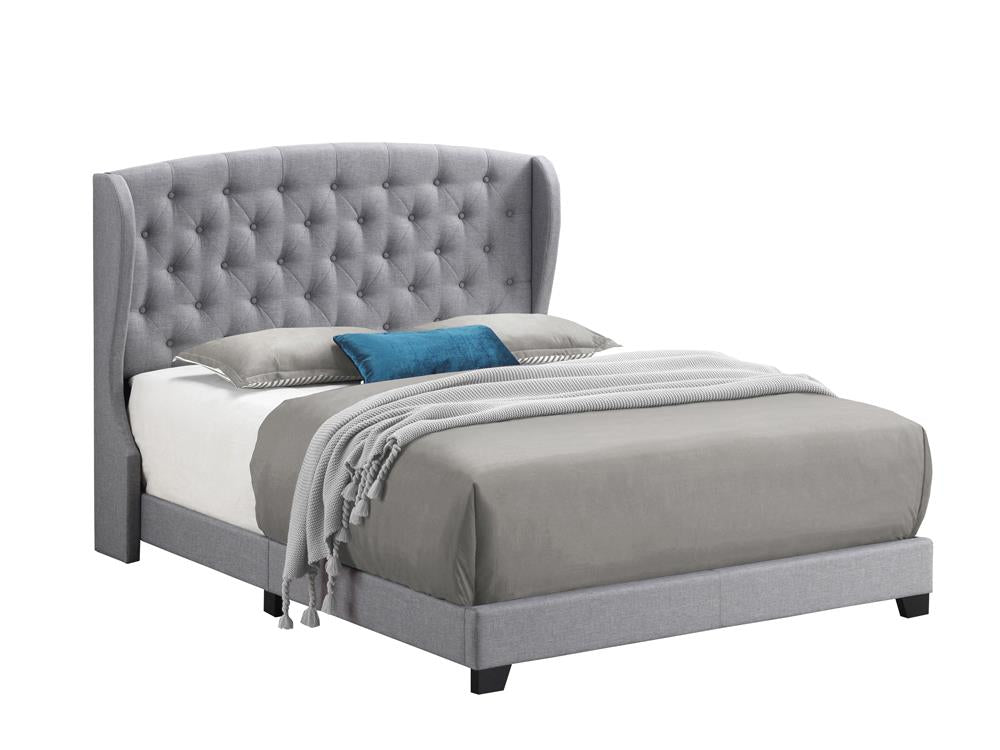 Krome Upholstered Bed with Demi-wing Headboard Smoke - What A Room