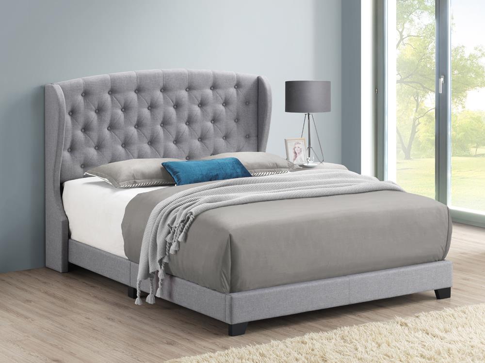 Krome Upholstered Bed with Demi-wing Headboard Smoke - What A Room