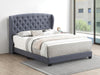 Krome Upholstered Bed with Demi-wing Headboard Gunmetal - What A Room