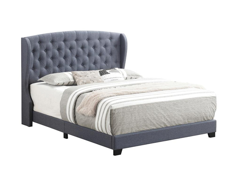 Krome Upholstered Bed with Demi-wing Headboard Gunmetal - What A Room