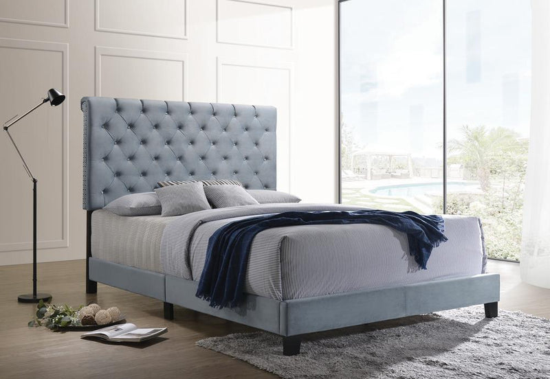 Warner Upholstered Bed Slate Blue - What A Room
