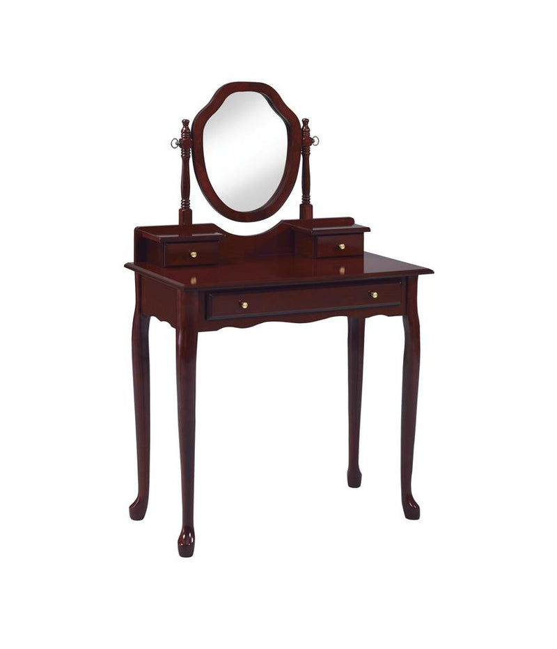 2-piece Vanity Set with Upholstered Stool Brown Red - What A Room