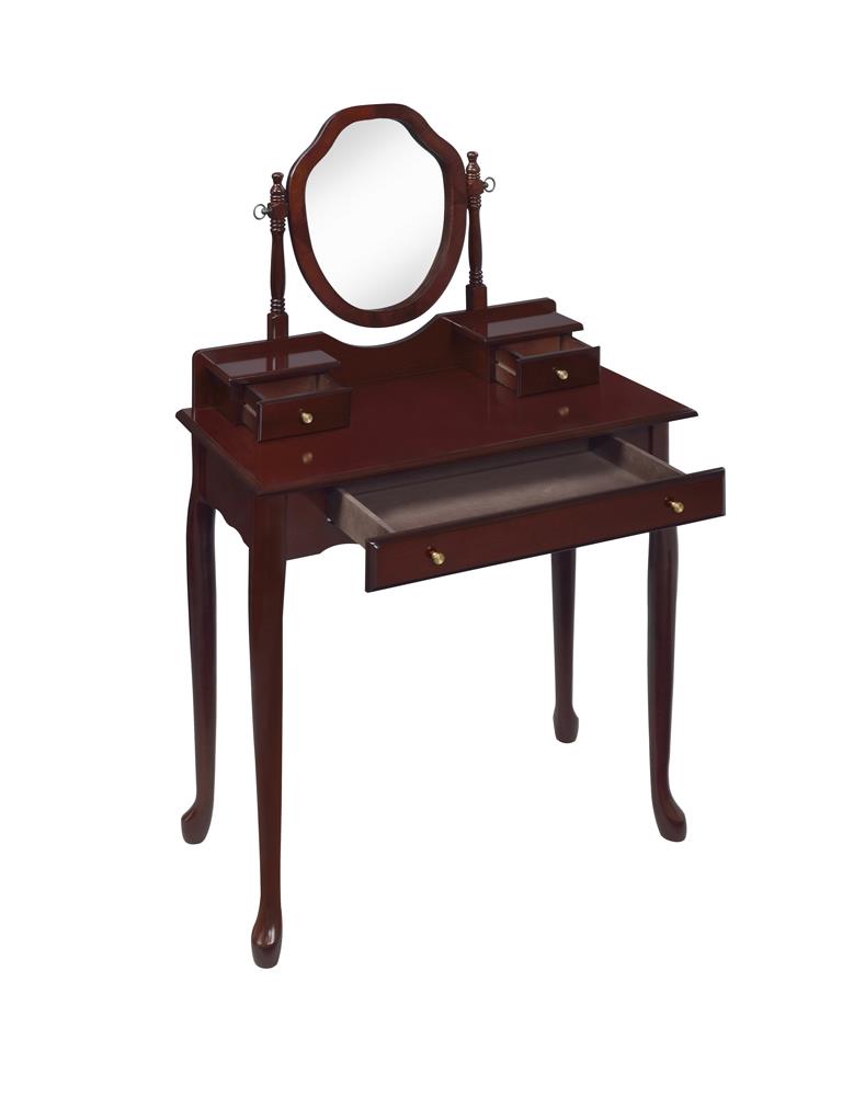 2-piece Vanity Set with Upholstered Stool Brown Red - What A Room
