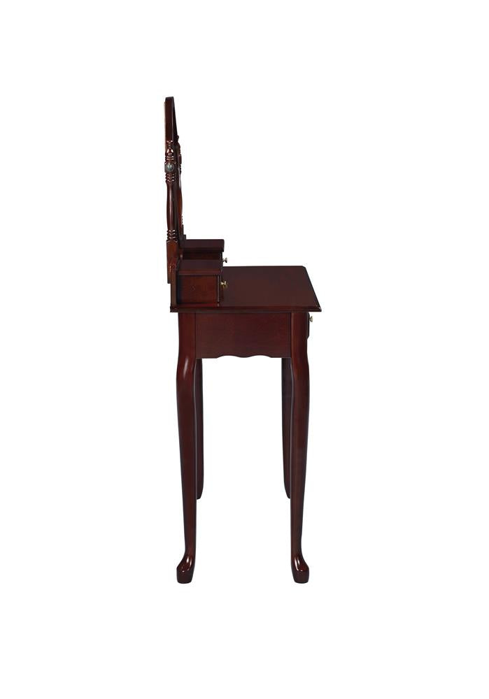 2-piece Vanity Set with Upholstered Stool Brown Red - What A Room