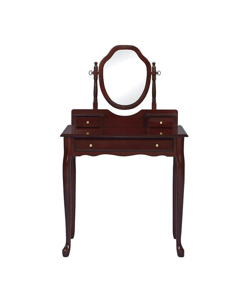 2-piece Vanity Set with Upholstered Stool Brown Red - What A Room