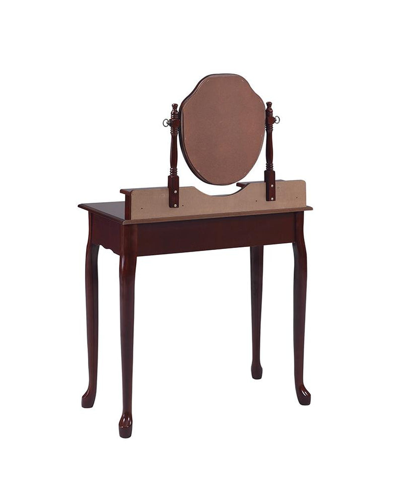 2-piece Vanity Set with Upholstered Stool Brown Red - What A Room