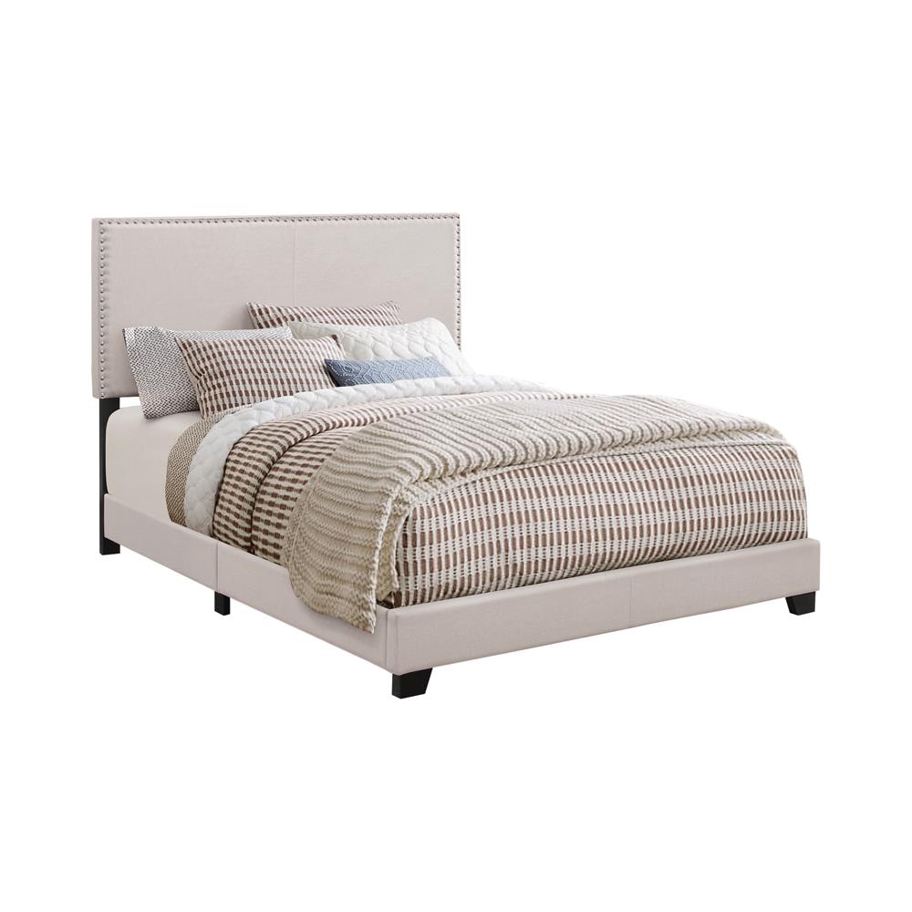 Boyd Upholstered Bed with Nailhead Trim Ivory - What A Room