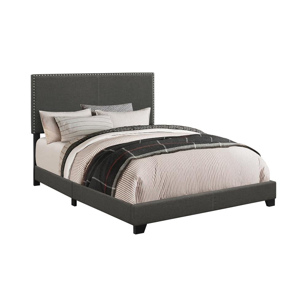Boyd Upholstered Bed with Nailhead Trim Charcoal - What A Room