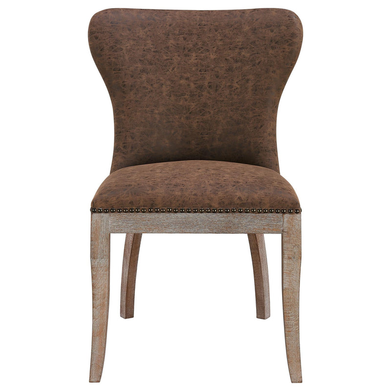 Dorsey PU Dining Side Chair Drift Wood Legs - What A Room