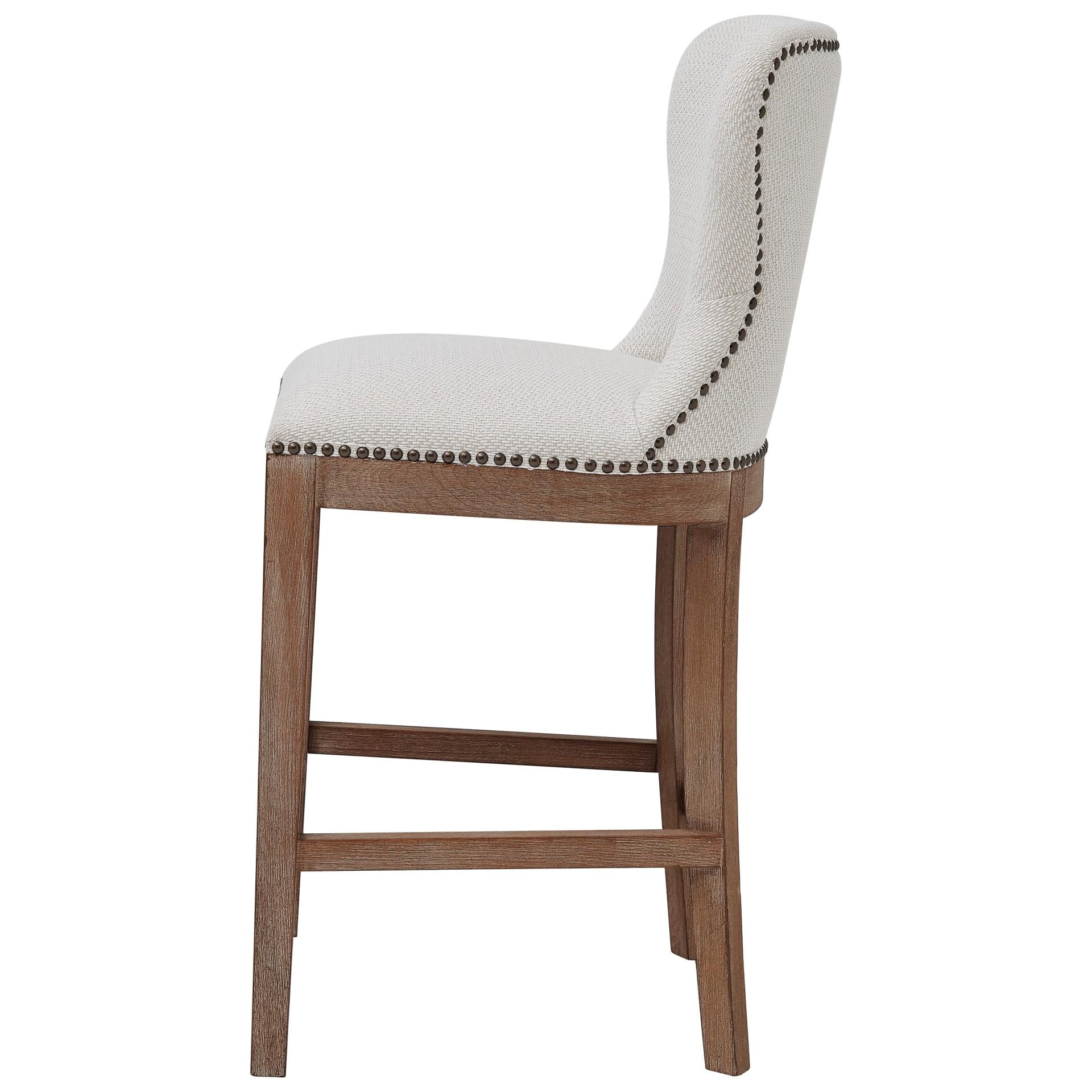 Dorsey Fabric Counter Stool Drift Wood Legs - What A Room