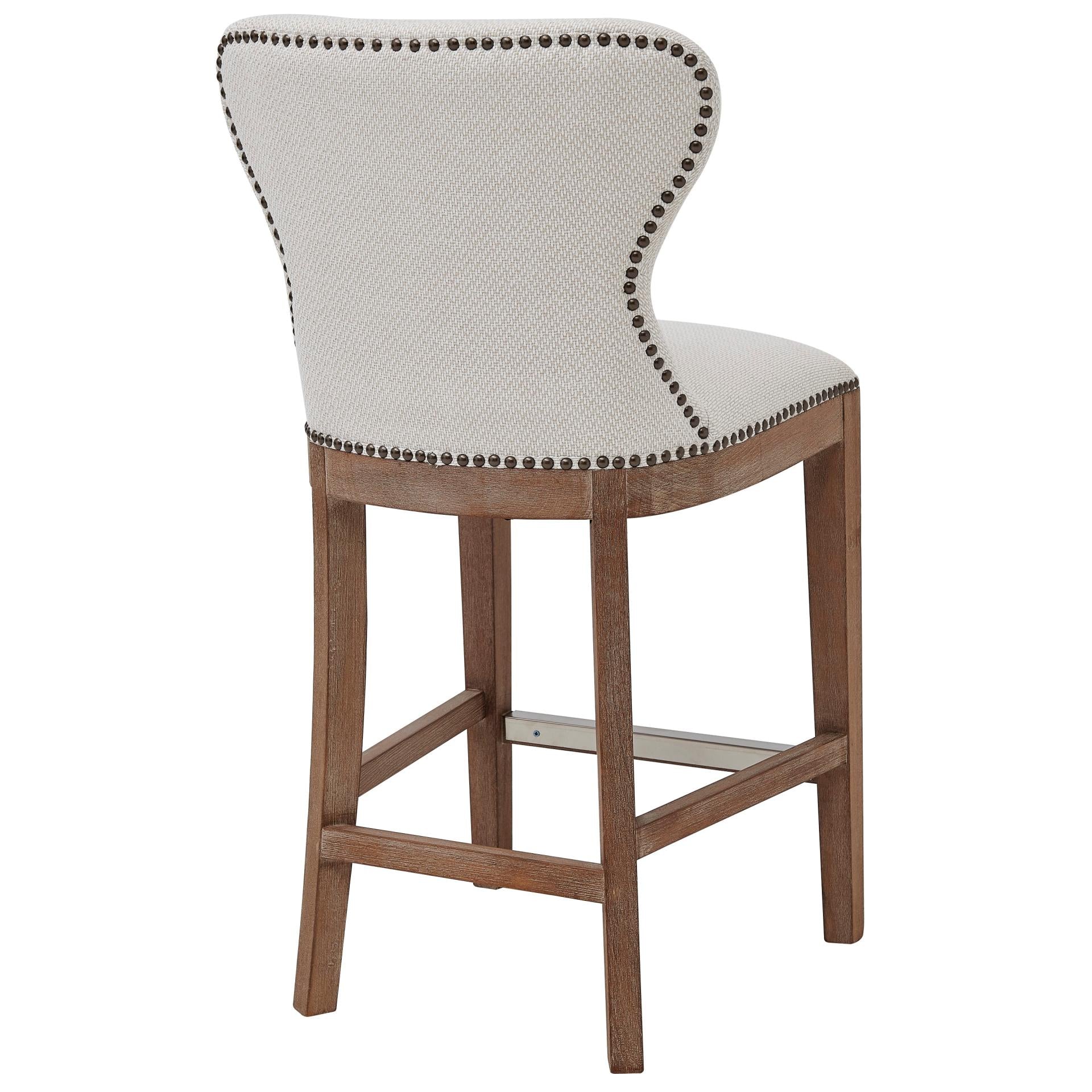 Dorsey Fabric Counter Stool Drift Wood Legs - What A Room
