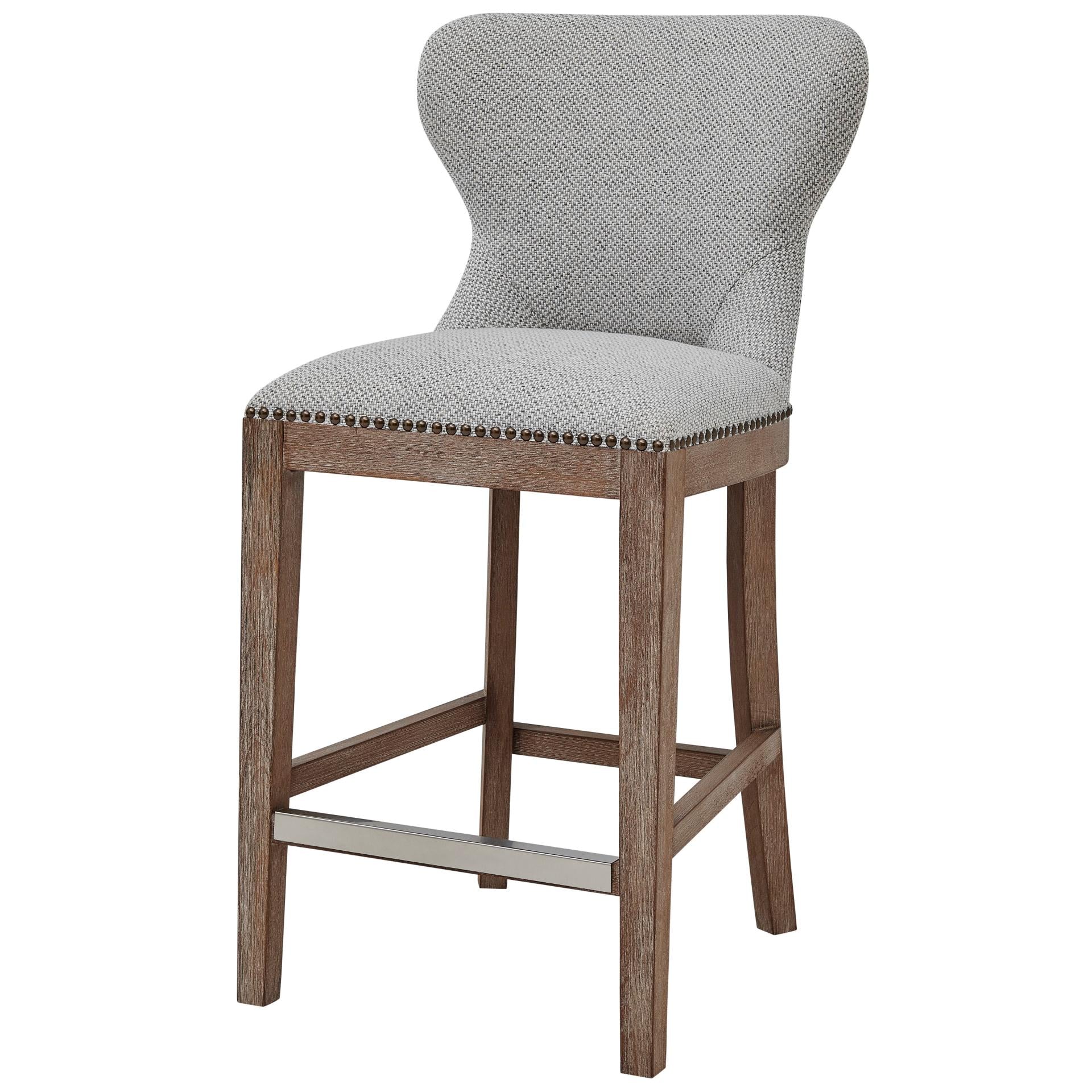 Dorsey Fabric Counter Stool Drift Wood Legs - What A Room
