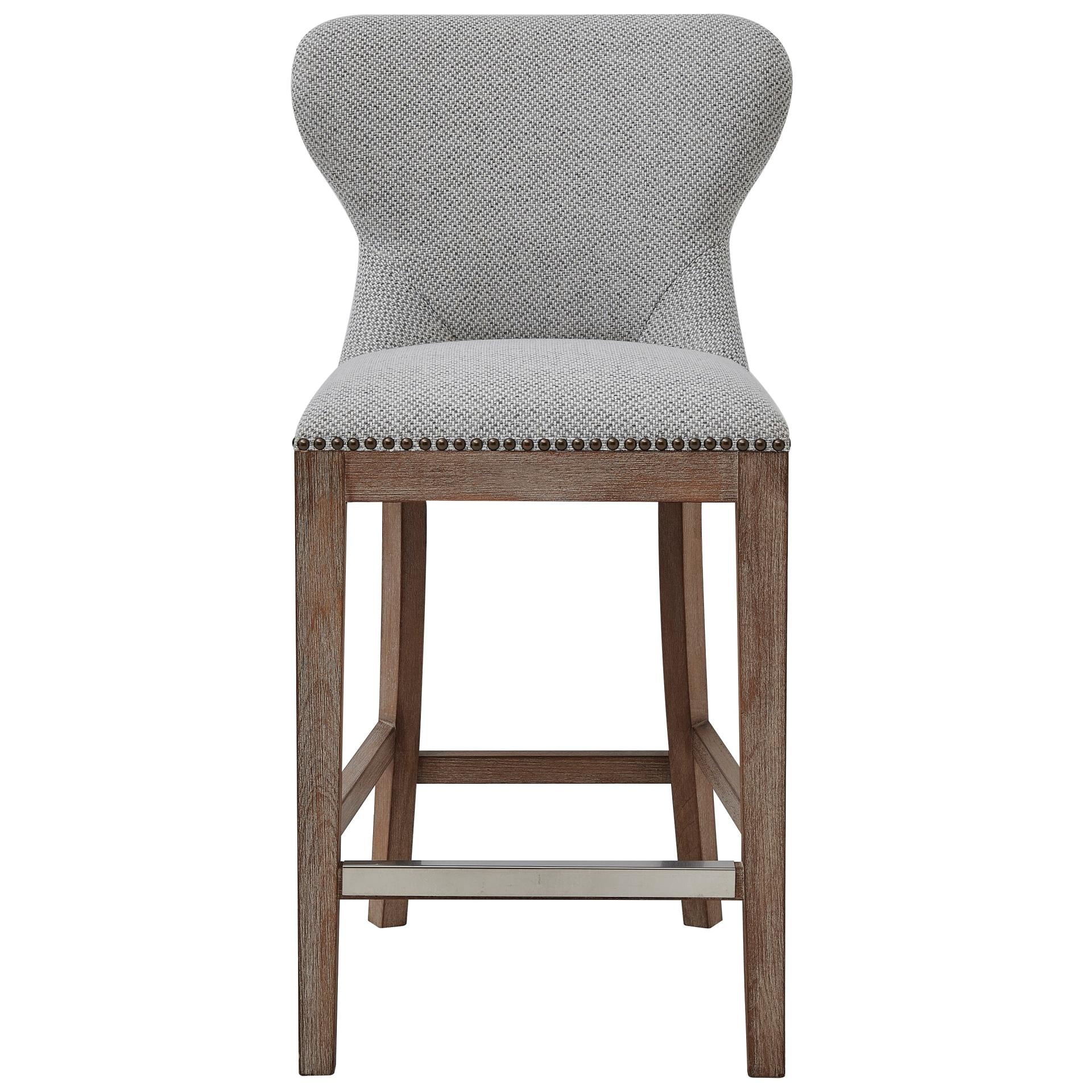 Dorsey Fabric Counter Stool Drift Wood Legs - What A Room