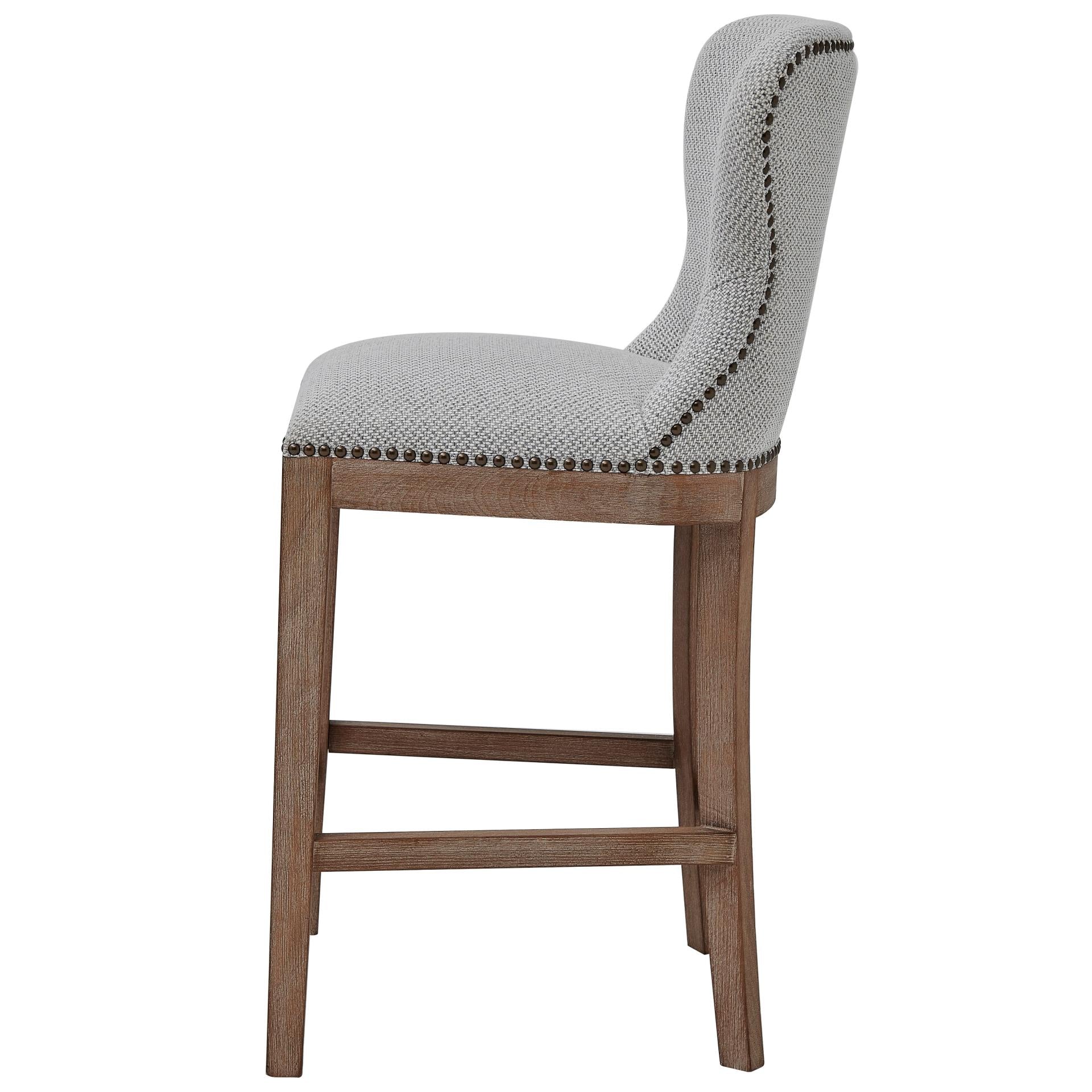 Dorsey Fabric Counter Stool Drift Wood Legs - What A Room
