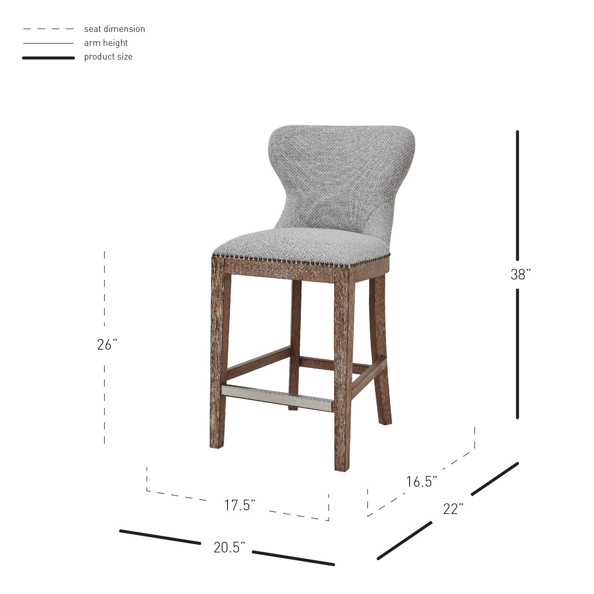 Dorsey Fabric Counter Stool Drift Wood Legs - What A Room
