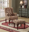 Tufted Back Accent Chair and Ottoman Light Brown and Burgundy - What A Room