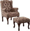 Tufted Back Accent Chair and Ottoman Light Brown and Burgundy - What A Room