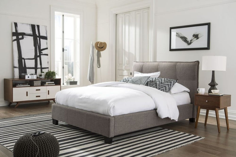 Adona Upholstered Platform Bed in Dolphin Linen - What A Room