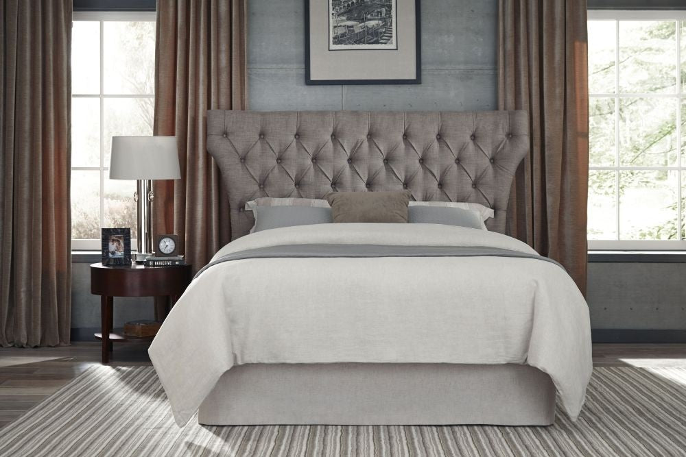 Melina Upholstered Headboard in Dolphin Linen - What A Room
