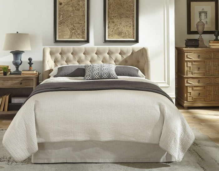 Levi Tufted Platform Bed in Toast Linen - What A Room