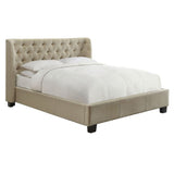 Levi Tufted Platform Bed in Toast Linen - What A Room